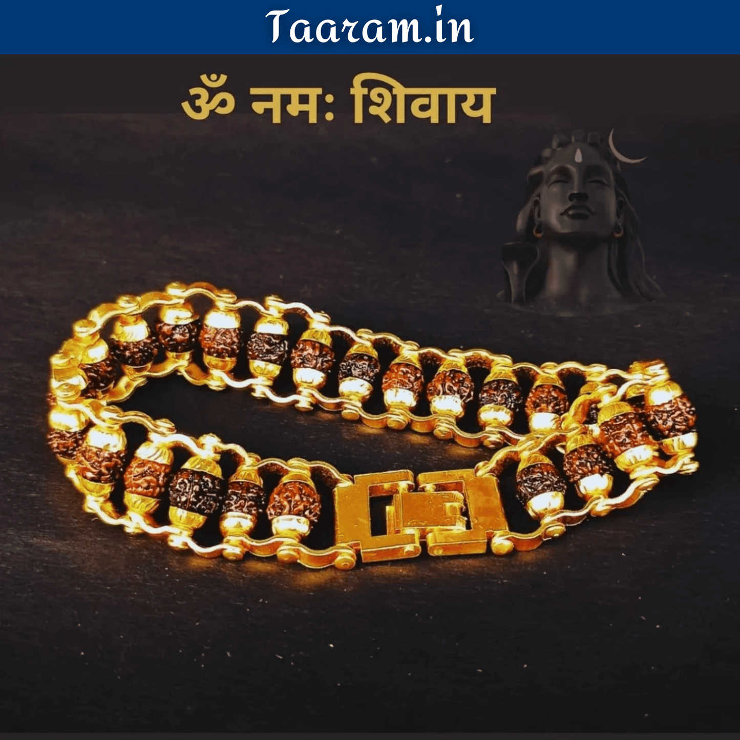 Gold Plated Modern Rudraksha Bracelet | 5 Mukhi Rudraksha Beads | Natural And Certfied Spiritual Bracelet