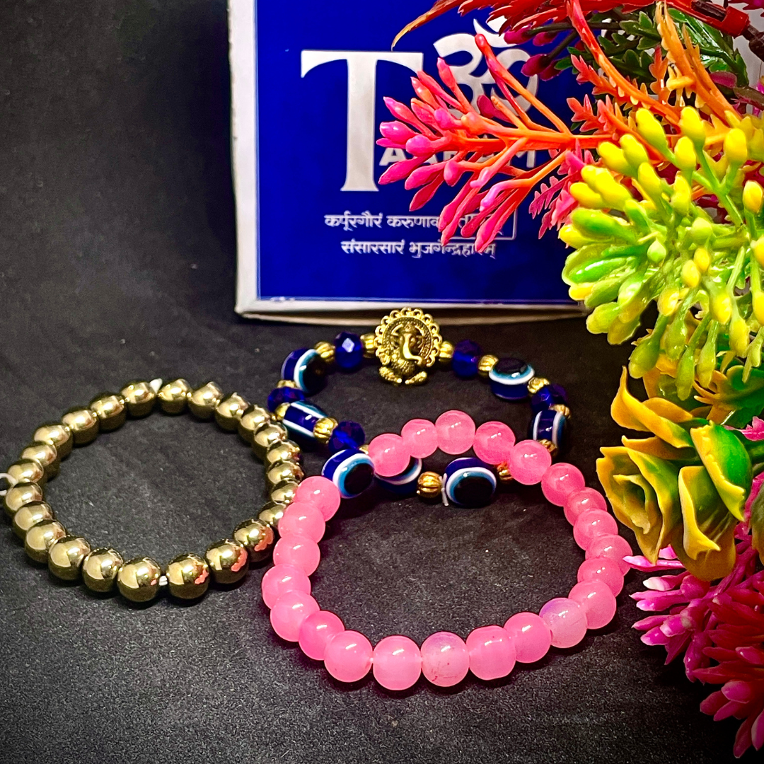 Triple Energy Booster Combo – Evil Eye Protection | Confidence & Love Balance | Money Magnet & Wealth (Original Bracelets)