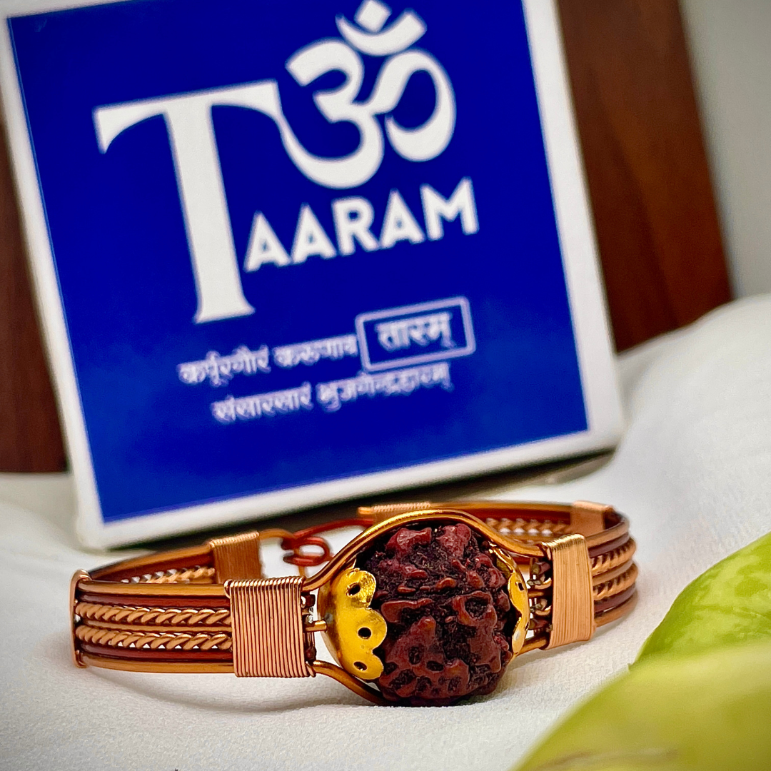 Original 5 Mukhi Rudraksha Copper Bracelet – Energy, Protection & Divine Balance (Taaram Certified)