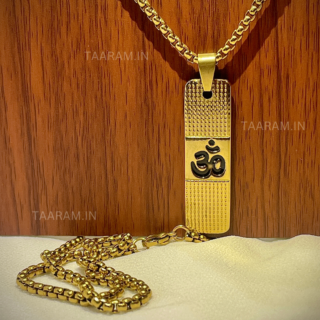 Gold Plated Om Pendant Necklace – Divine Energy Symbol | Premium Gold Plated Chain for Men & Women