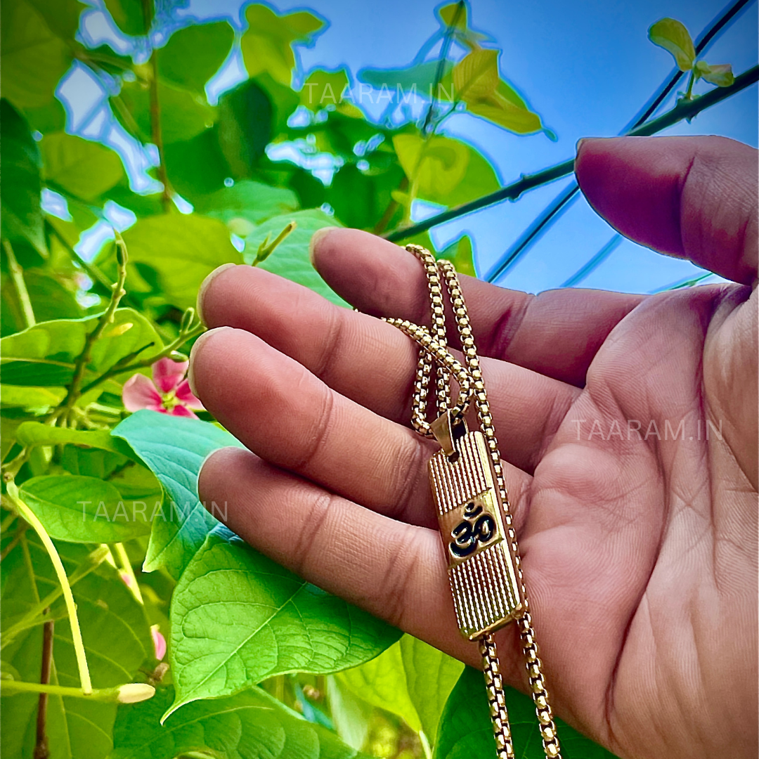Gold Plated Om Pendant Necklace – Divine Energy Symbol | Premium Gold Plated Chain for Men & Women