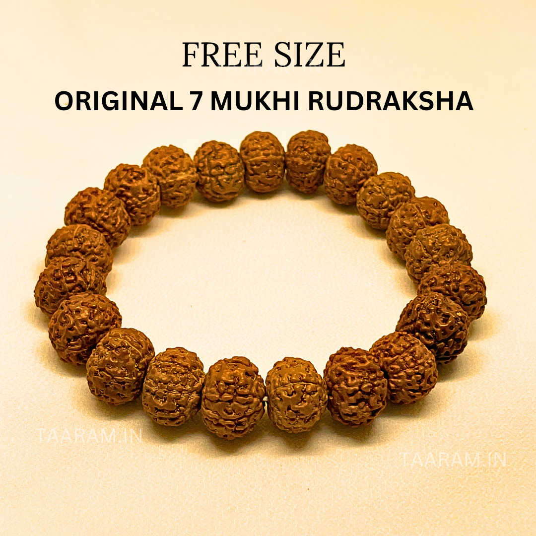 7 Mukhi Rudraksha Bracelet – Strength. Stability. Spiritual Power (Free Size – Adjustable to Fit All Wrists)