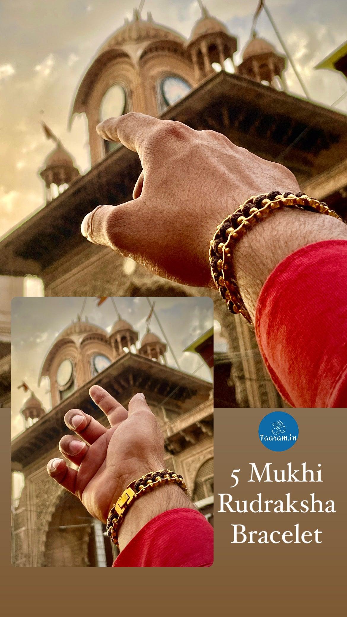 Gold Plated Modern Rudraksha Bracelet | 5 Mukhi Rudraksha Beads | Natural And Certfied Spiritual Bracelet