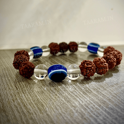 5 Mukhi Rudraksha Crystal Eye Bracelet | Adjustable - Fits Every Size